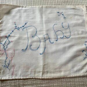 Vintage Hand Embroidered Baby Pillowcase
